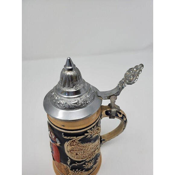 VINTAGE MARZI AND REMY POTTERY LIDDED BEER STEIN 1905 GERMANY - Picture 8 of 12